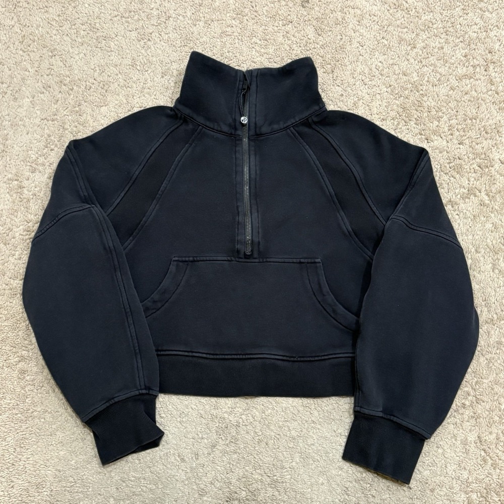 Lululemon Scuba Funnel Neck 1/2 Zip Pullover Sweat Shirt Womens XS / S Black